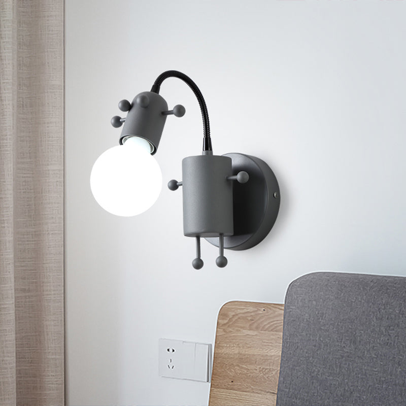 Flexible Giraffe Kids Bedside Wall Light: Metal Cartoon Reading Lamp with Bare Bulb Design