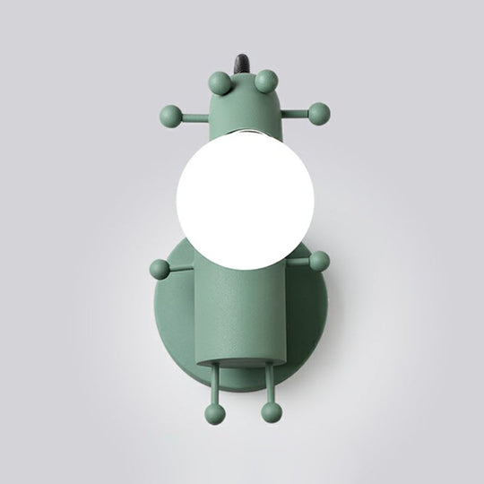 Flexible Giraffe Kids Bedside Wall Light: Metal Cartoon Reading Lamp with Bare Bulb Design