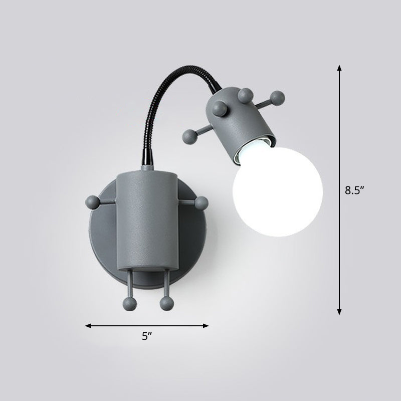 Flexible Giraffe Kids Bedside Wall Light: Metal Cartoon Reading Lamp with Bare Bulb Design