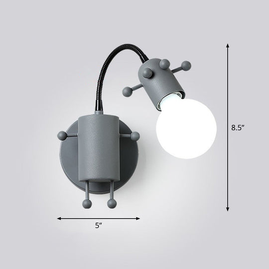 Flexible Giraffe Kids Bedside Wall Light: Metal Cartoon Reading Lamp with Bare Bulb Design