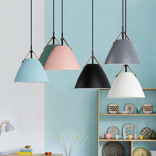 Metallic Macaron Pendant Lamp with Acrylic Diffuser - Dining Room Ceiling Light