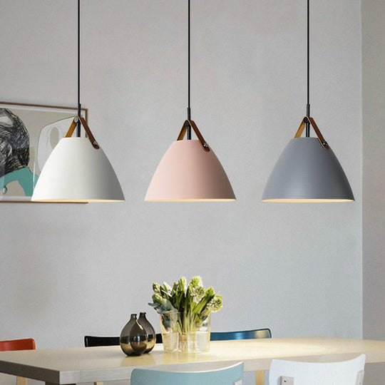Metallic Macaron Pendant Lamp with Acrylic Diffuser - Dining Room Ceiling Light