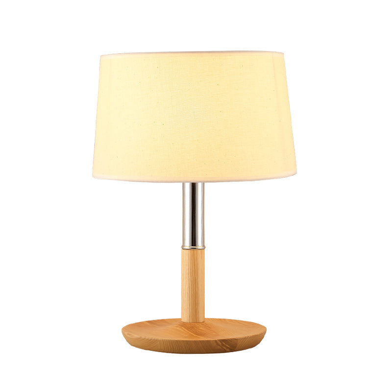 Simplicity Shaded Table Lamp: Fabric Shade, 1-Light Night Light for Bedroom with Wooden Base