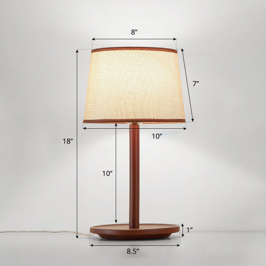 Simplicity Shaded Table Lamp: Fabric Shade, 1-Light Night Light for Bedroom with Wooden Base