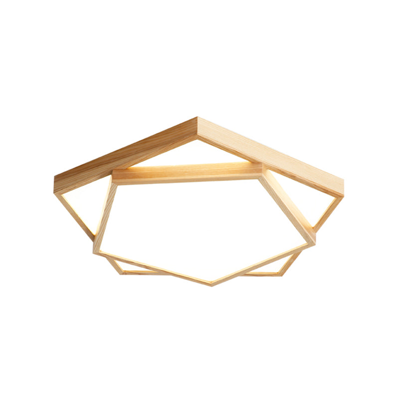 Nordic LED Wood 2-Tier Flush Light: Bedroom Ceiling Mounted Acrylic Lamp