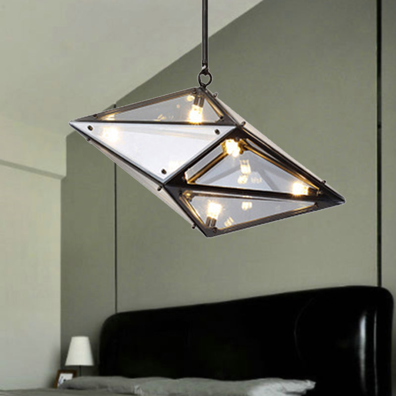 Modernist Diamond Pendant Lamp with Multi Lights - Amber/Smoke Glass - Living Room Ceiling Light - LED - 23.5"/31"/42" Wide