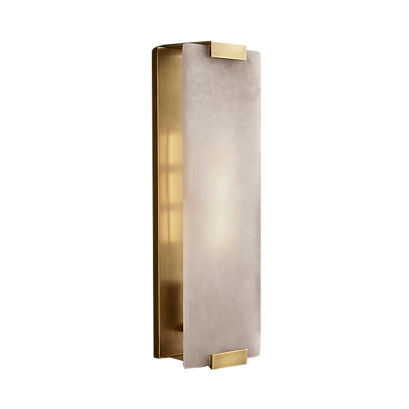 10.5"/18.5" Modern Rectangular Sconce Light - Metal 1 Head Wall Lamp Fixture with White Marble - Black/Brass Finish