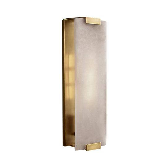 10.5"/18.5" Modern Rectangular Sconce Light - Metal 1 Head Wall Lamp Fixture with White Marble - Black/Brass Finish