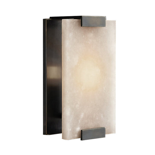 10.5"/18.5" Modern Rectangular Sconce Light - Metal 1 Head Wall Lamp Fixture with White Marble - Black/Brass Finish