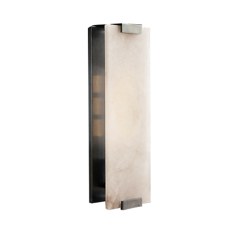 10.5"/18.5" Modern Rectangular Sconce Light - Metal 1 Head Wall Lamp Fixture with White Marble - Black/Brass Finish