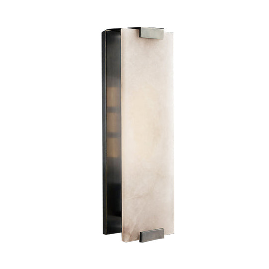 10.5"/18.5" Modern Rectangular Sconce Light - Metal 1 Head Wall Lamp Fixture with White Marble - Black/Brass Finish