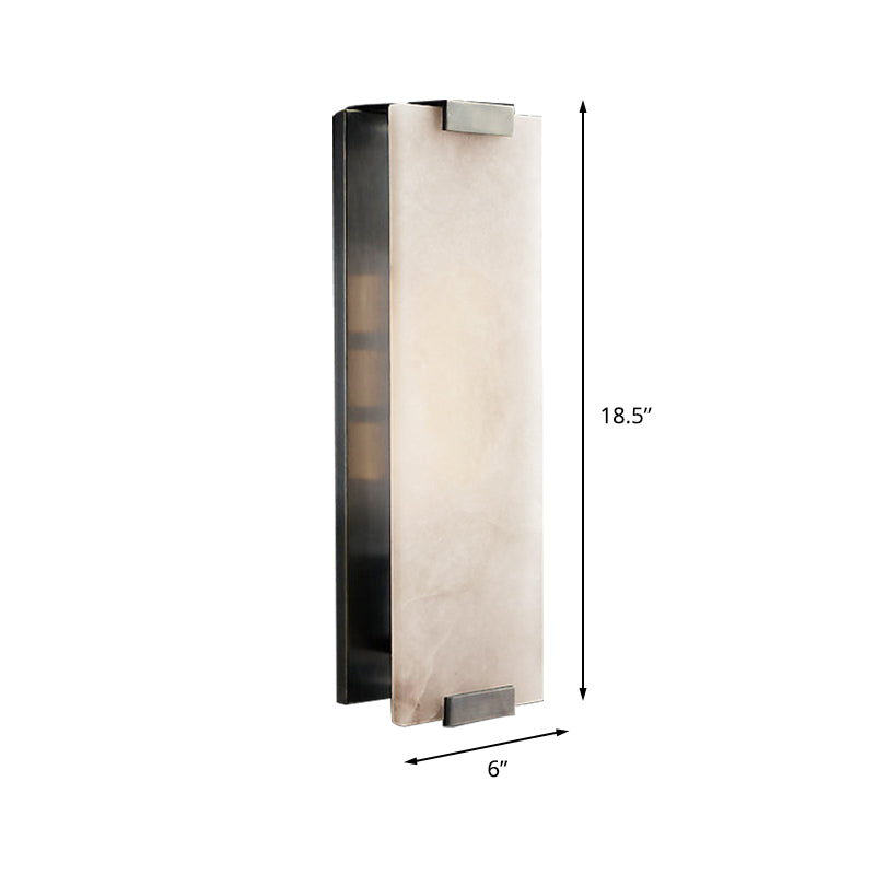 10.5"/18.5" Modern Rectangular Sconce Light - Metal 1 Head Wall Lamp Fixture with White Marble - Black/Brass Finish