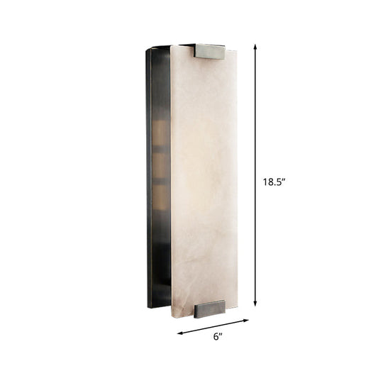 10.5"/18.5" Modern Rectangular Sconce Light - Metal 1 Head Wall Lamp Fixture with White Marble - Black/Brass Finish