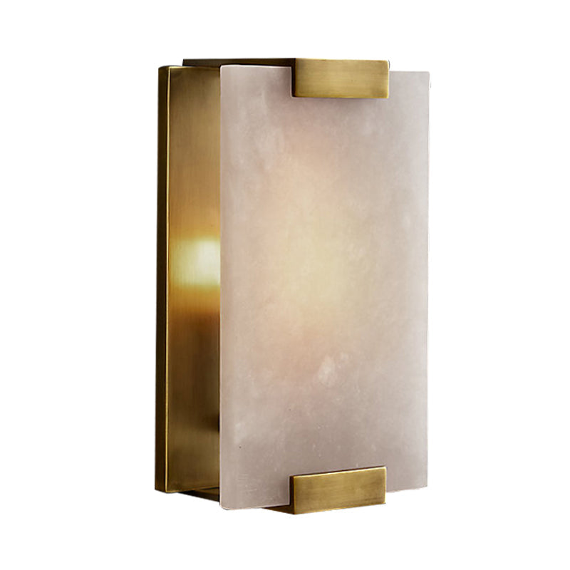 10.5"/18.5" Modern Rectangular Sconce Light - Metal 1 Head Wall Lamp Fixture with White Marble - Black/Brass Finish
