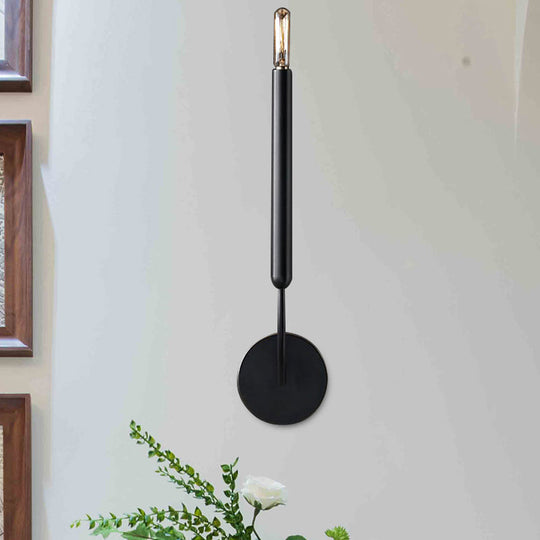 Traditional 1/2 Bulb Tube Wall Lamp Sconce in Black/Brass - Perfect for Dining Room Lighting