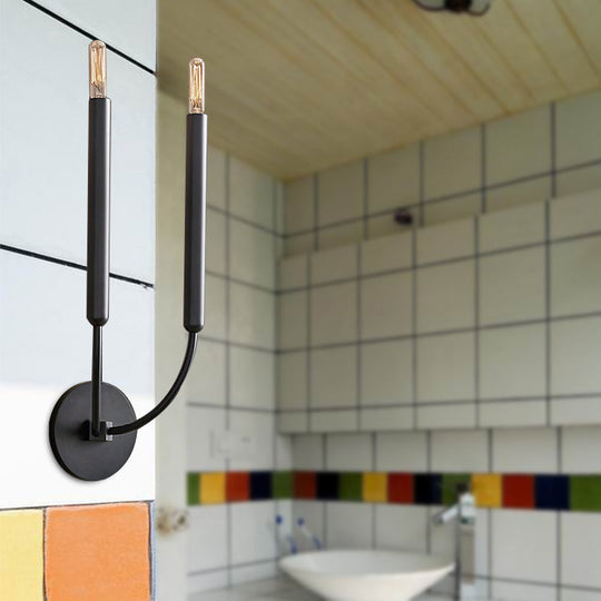 Traditional 1/2 Bulb Tube Wall Lamp Sconce in Black/Brass - Perfect for Dining Room Lighting