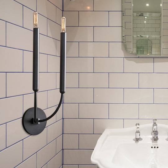 Traditional 1/2 Bulb Tube Wall Lamp Sconce in Black/Brass - Perfect for Dining Room Lighting