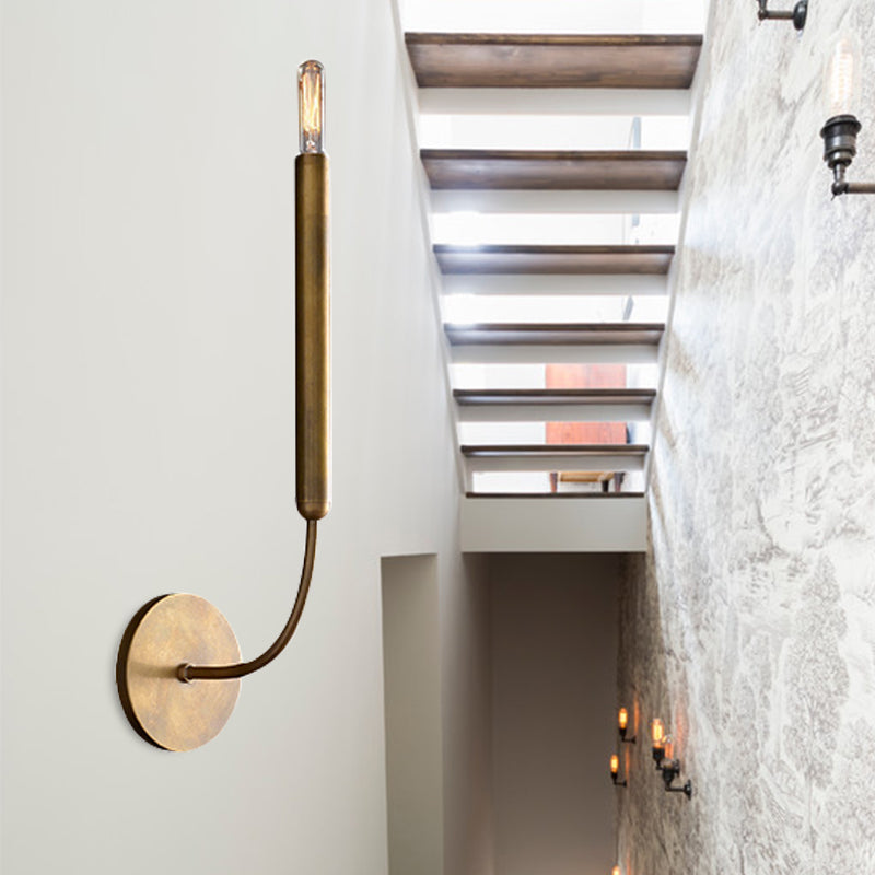 Traditional 1/2 Bulb Tube Wall Lamp Sconce in Black/Brass - Perfect for Dining Room Lighting