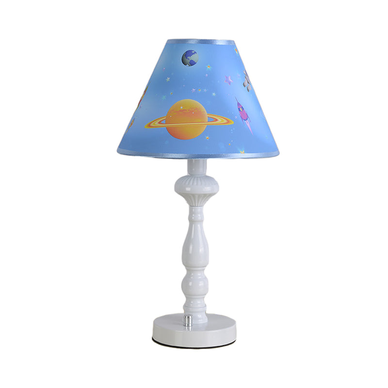 Modern Blue Planet Kindergarten Desk Lamp with Tapered Shade