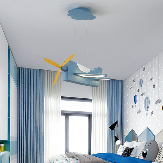 Creative Metal LED Classroom Pendant Light with Propeller Plane Design - Perfect for Kids