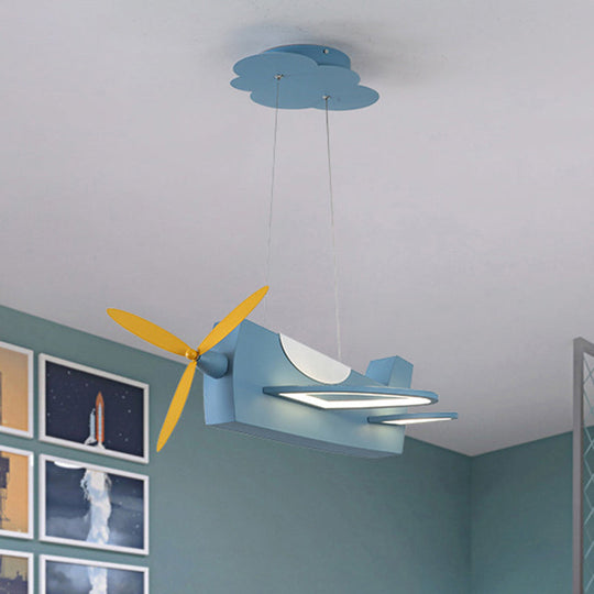 Creative Metal LED Classroom Pendant Light with Propeller Plane Design - Perfect for Kids