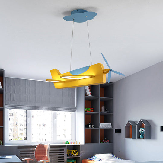 Creative Metal LED Classroom Pendant Light with Propeller Plane Design - Perfect for Kids