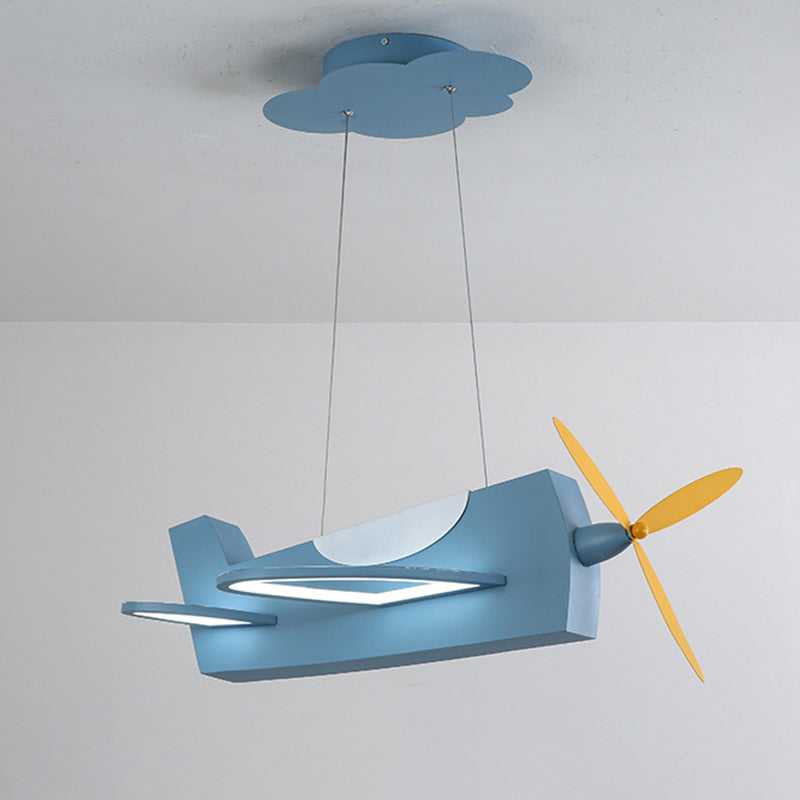 Creative Metal LED Classroom Pendant Light with Propeller Plane Design - Perfect for Kids