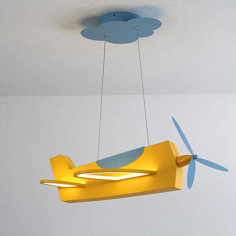 Creative Metal LED Classroom Pendant Light with Propeller Plane Design - Perfect for Kids