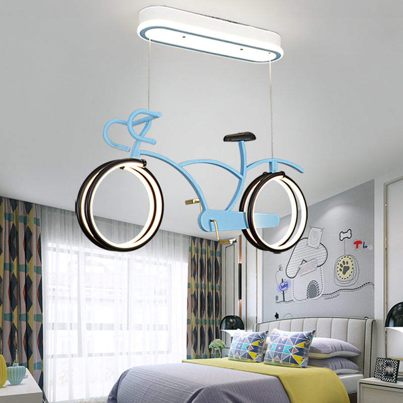 LED Bicycle Pendant Chandelier - Acrylic Kids Bedroom Light Fixture