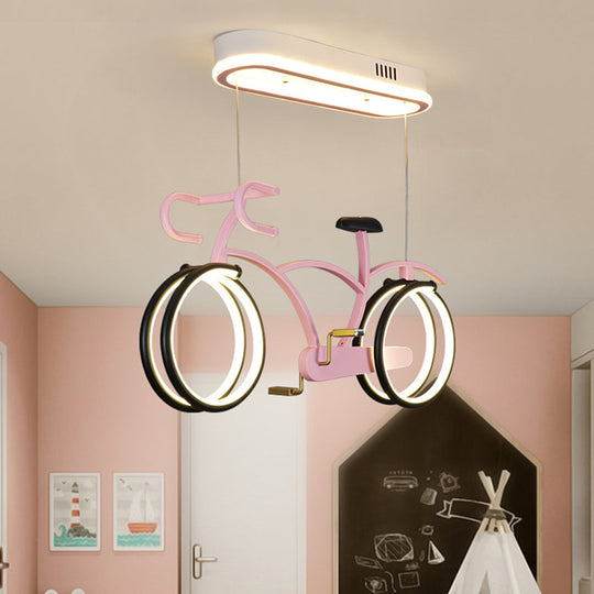 LED Bicycle Pendant Chandelier - Acrylic Kids Bedroom Light Fixture