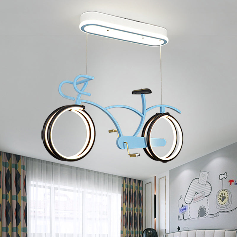 LED Bicycle Pendant Chandelier - Acrylic Kids Bedroom Light Fixture