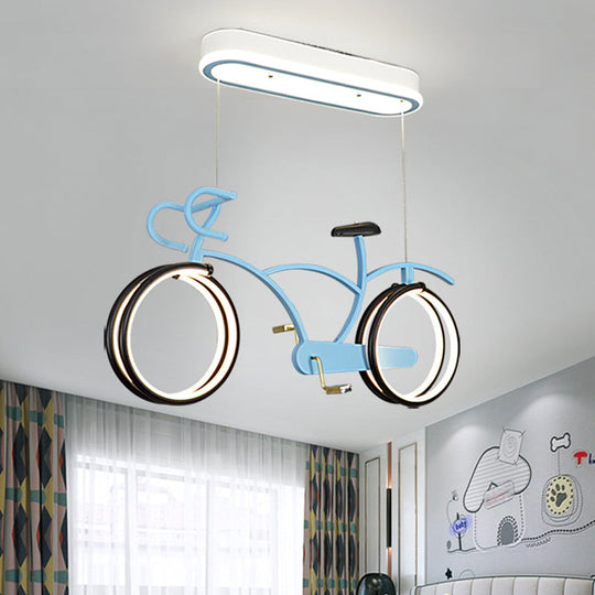 LED Bicycle Pendant Chandelier - Acrylic Kids Bedroom Light Fixture