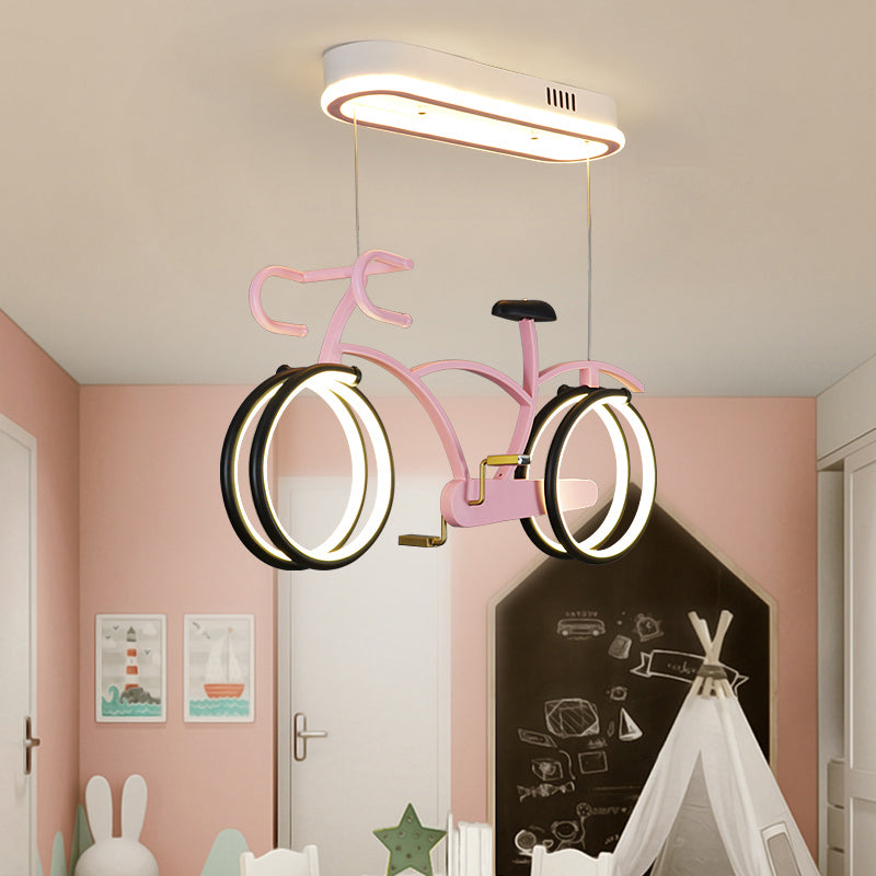 LED Bicycle Pendant Chandelier - Acrylic Kids Bedroom Light Fixture
