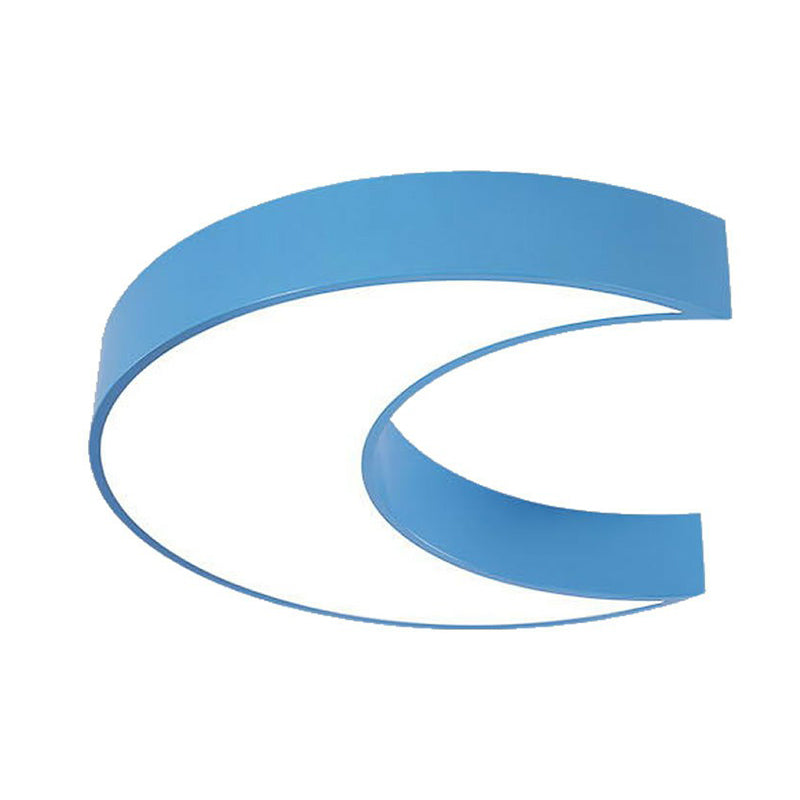 Blue Macaron Metal LED Flush Mount Ceiling Light for Child Bedroom