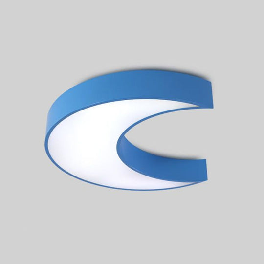 Blue Macaron Metal LED Flush Mount Ceiling Light for Child Bedroom