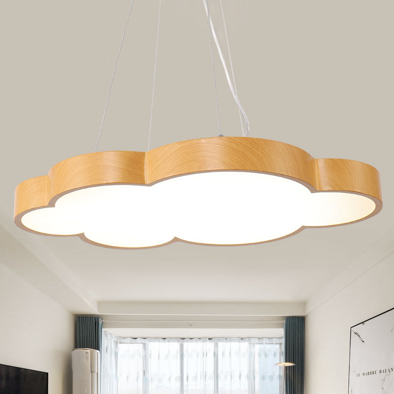 Beige Slim Acrylic Cloud Pendant Light for Kids' Game Room