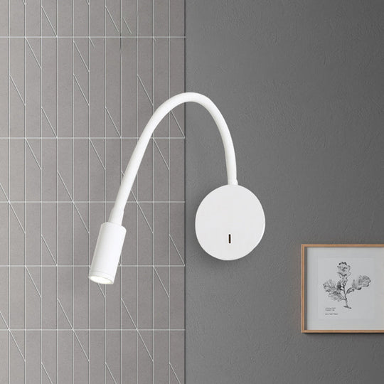 Silicone and Metal LED Adjustable Cylinder Reading Wall Light in Contemporary Black/White Design