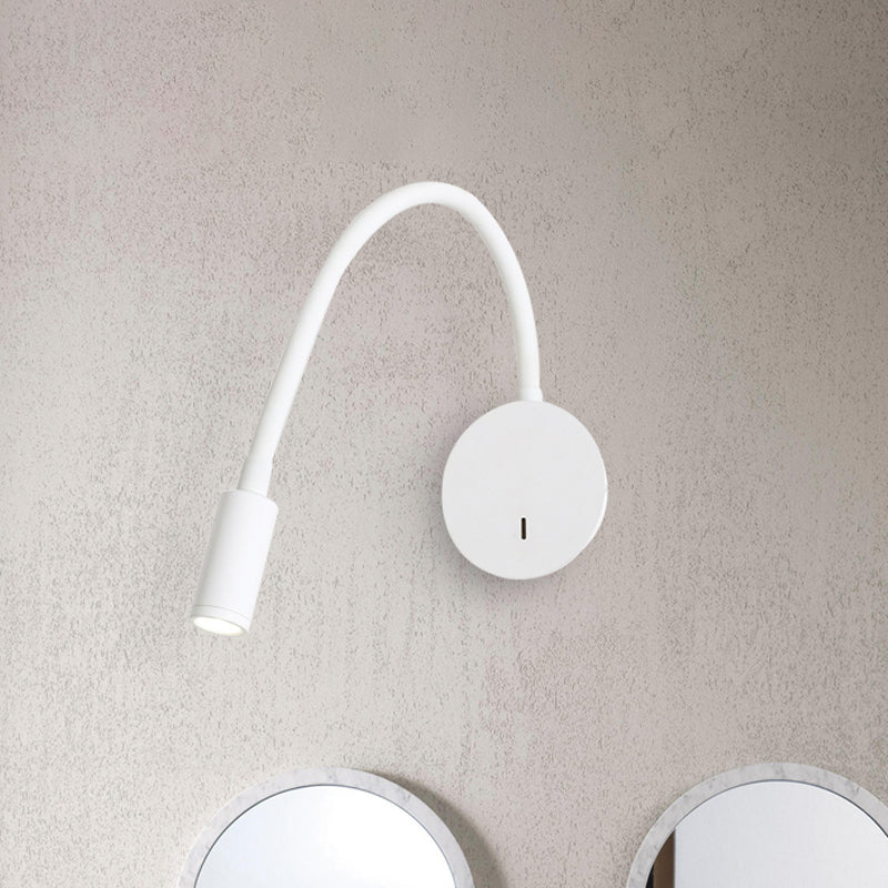 Silicone and Metal LED Adjustable Cylinder Reading Wall Light in Contemporary Black/White Design