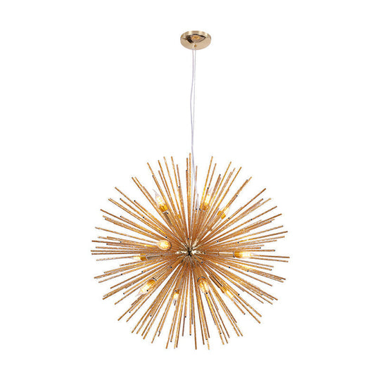 Modern Hedgehog Chandelier with Carved Metal Design for Living Room - Stylish Hanging Light Fixture