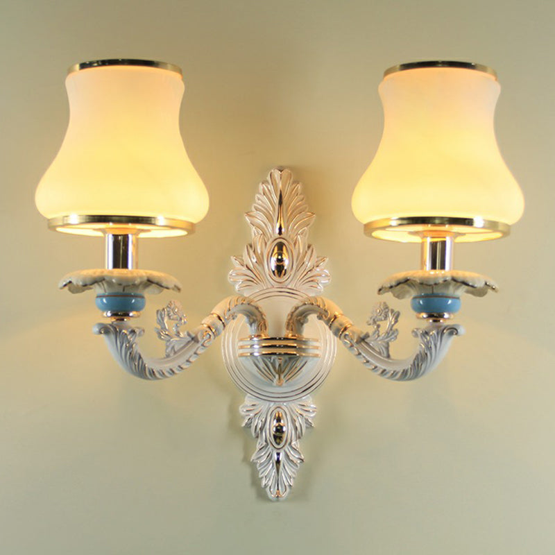 Vintage Metal Wall Lamp with Candle Style and Lampshade for Bedroom