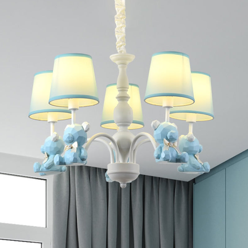 Chic Bear Hanging Ceiling Lamp - Metal and Resin Chandelier for Living Room