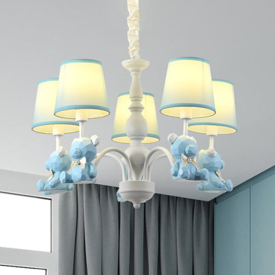 Chic Bear Hanging Ceiling Lamp - Metal and Resin Chandelier for Living Room