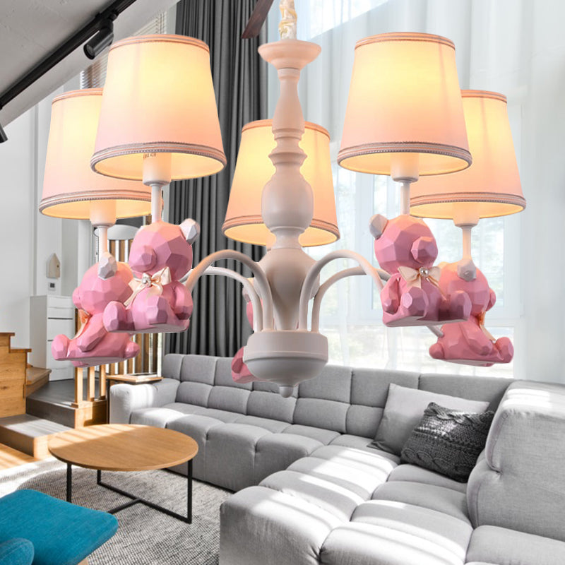 Chic Bear Hanging Ceiling Lamp - Metal and Resin Chandelier for Living Room