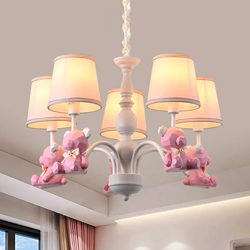 Chic Bear Hanging Ceiling Lamp - Metal and Resin Chandelier for Living Room