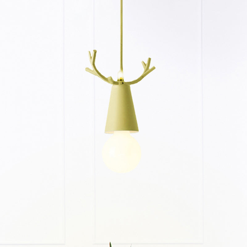Nordic Style Pendant Light with Adjustable Ball Ceiling Fixture and Antler Decoration for Bedroom or Kids Room