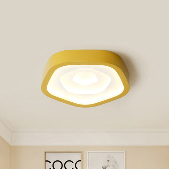 Nordic Style LED Flush Mount Bedroom Ceiling Light with Rose Shade - Perfect for Kids