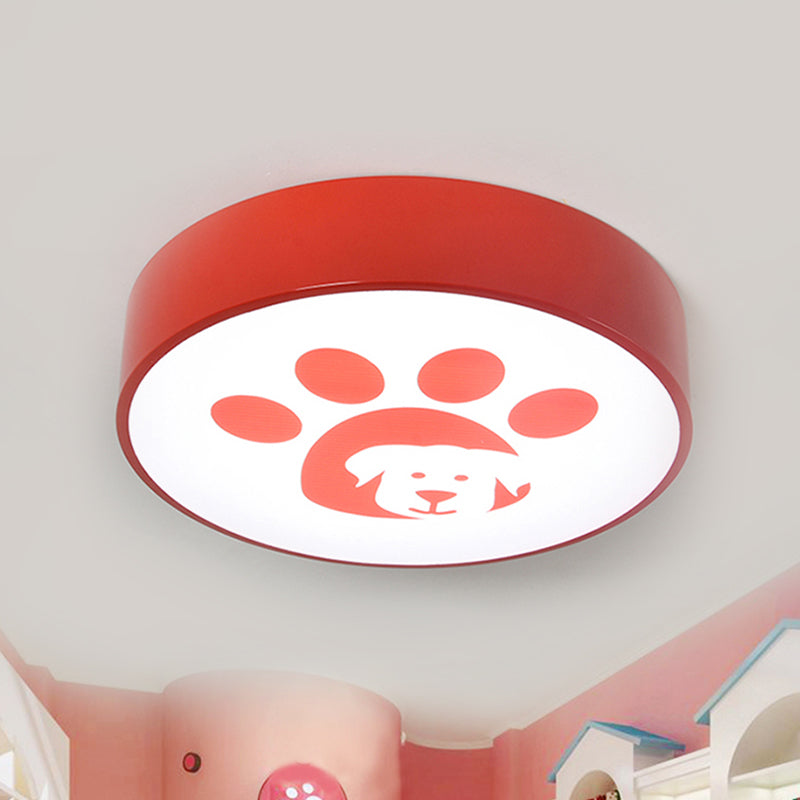 Modern Metal Ceiling Lamp for Kids Bedroom with Doggy Foot Design, Round Mount