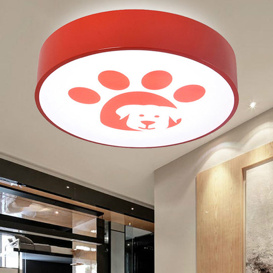 Modern Metal Ceiling Lamp for Kids Bedroom with Doggy Foot Design, Round Mount