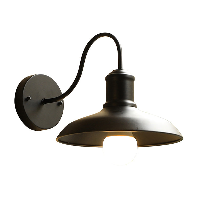 Barn Shade Outdoor Wall Lamp - Industrial Metal Gooseneck Wall Light with 1 Bulb