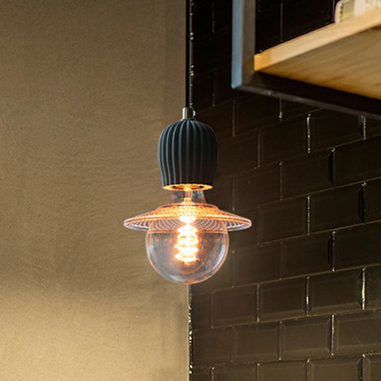Bare Bulb Hanging Light Fixture - Minimalist Cement 1-Light Black Pendant Light for Restaurants